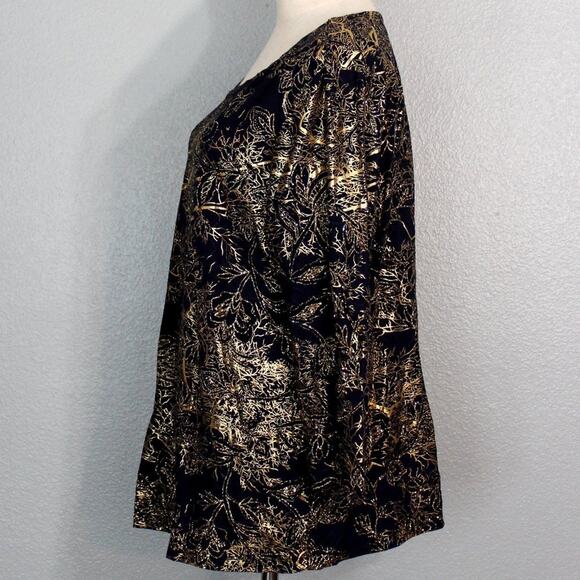JM Collection Women's Gold Metallic Embroidered Top Size XL - Picture 4 of 10